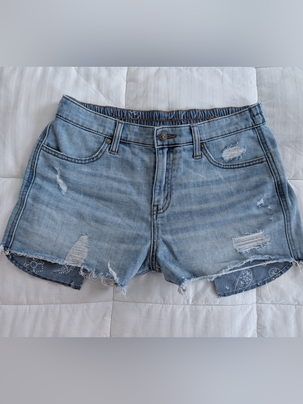 Aerie Daydream Soft Denim Shorts with Paisley Bandana Details Size S
